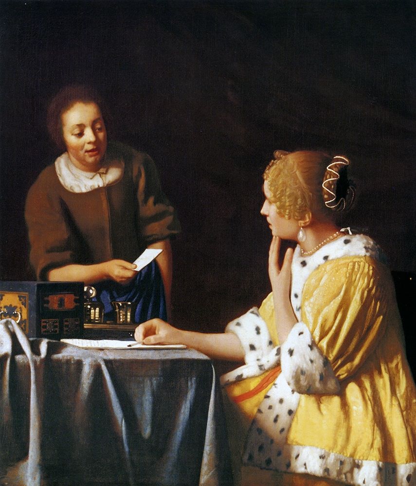 Wall Art Painting id:269990, Name: Lady With A Maidservant Holding A Letter, Artist: Vermeer, Johannes