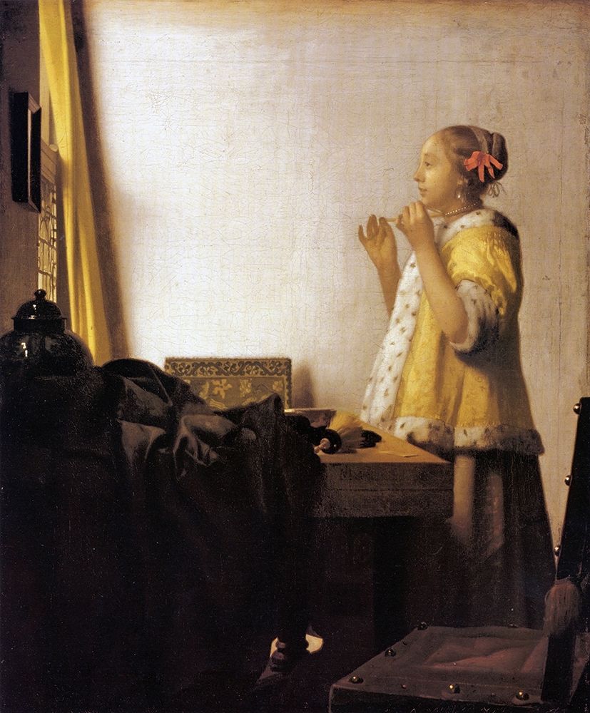 Wall Art Painting id:269996, Name: Woman With A Pearl Necklace, Artist: Vermeer, Johannes