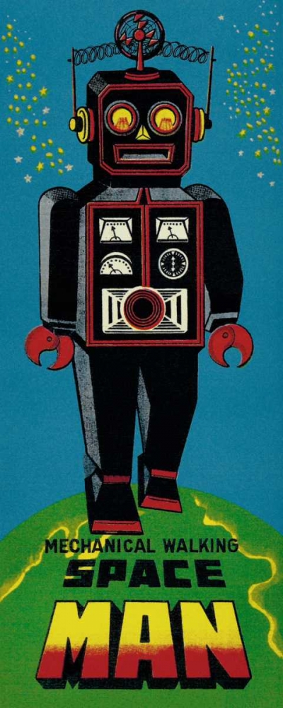 Wall Art Painting id:96442, Name: Mechanical Walking Spaceman, Artist: Retrobot