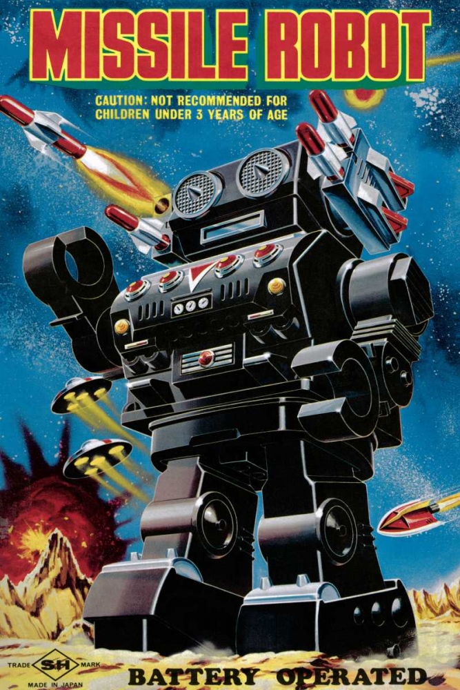 Wall Art Painting id:96443, Name: Missile Robot, Artist: Retrobot