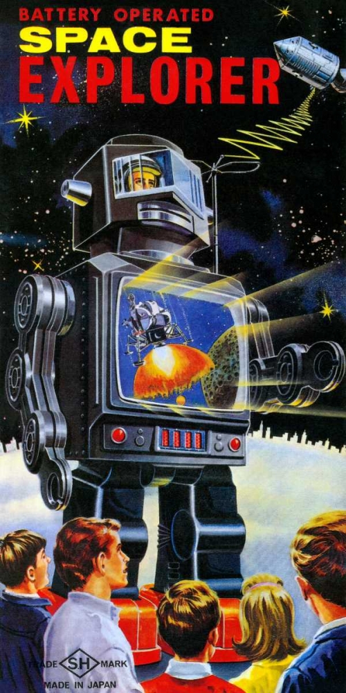 Wall Art Painting id:96447, Name: Battery Operated Space Explorer, Artist: Retrobot
