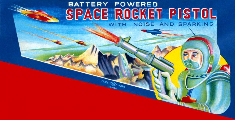 Wall Art Painting id:96454, Name: Space Rocket Pistol, Artist: Retrobot