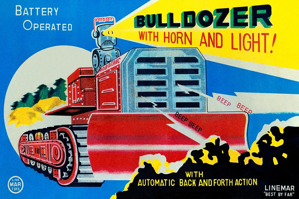 Wall Art Painting id:268925, Name: Battery Operated Bulldozer with Horn and Light, Artist: Retrotrans
