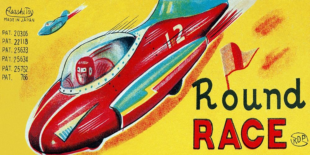 Wall Art Painting id:268937, Name: Round Race Rocket Car, Artist: Retrotrans