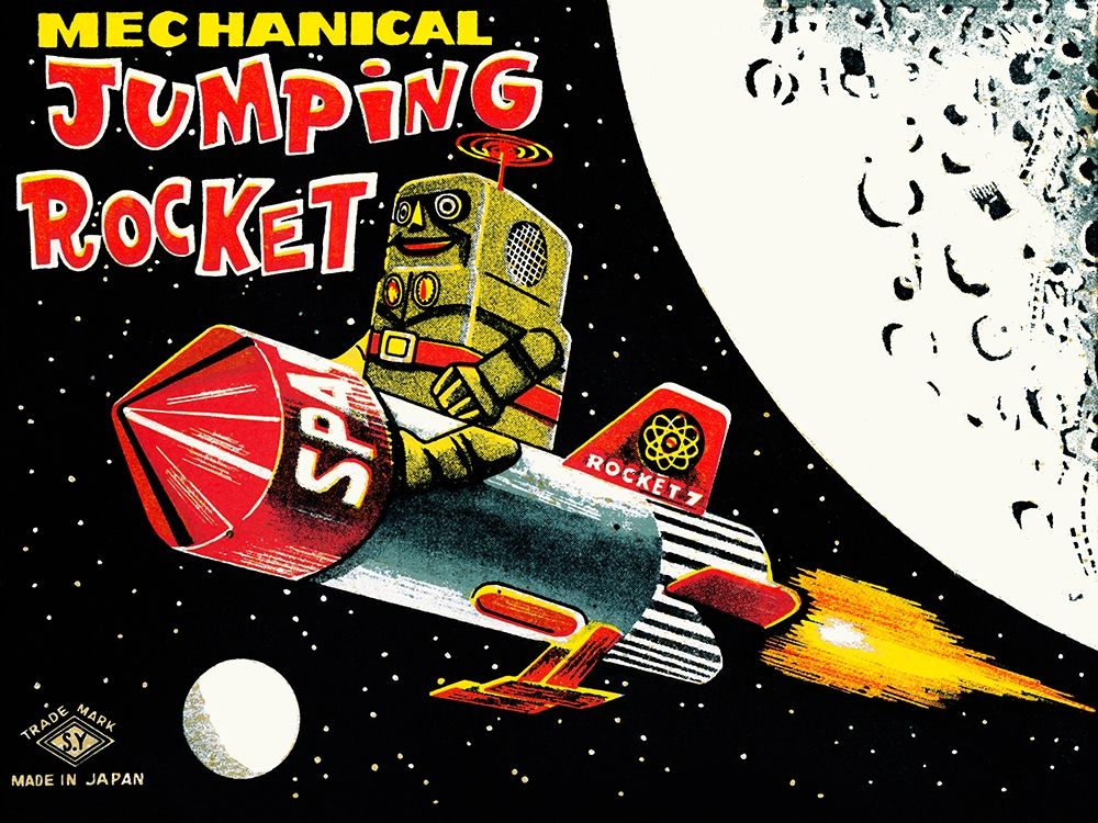Wall Art Painting id:268614, Name: Mechanical Jumping Rocket, Artist: Retrobot