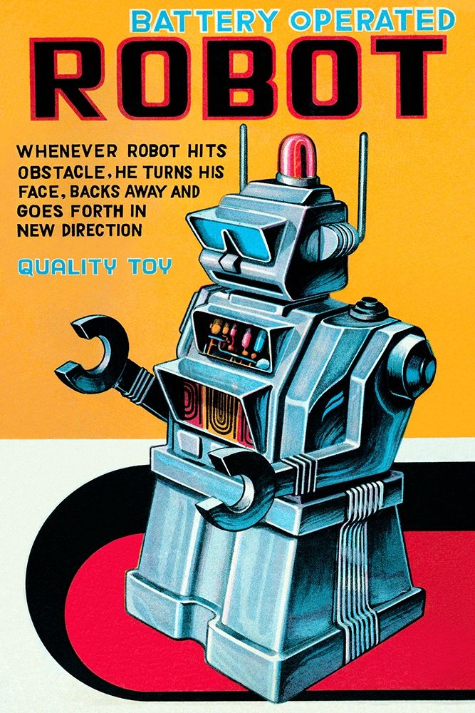 Wall Art Painting id:268626, Name: Battery Operated Robot, Artist: Retrobot