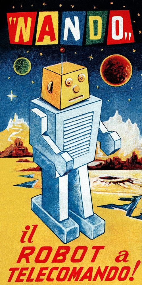 Wall Art Painting id:268646, Name: Nando - Il Robot a Telecomando, Artist: Retrobot