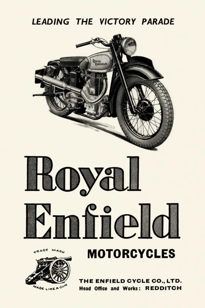 Wall Art Painting id:96746, Name: Royal Enfield Motorcycles: Leading the Victory Parade, Artist: Unknown