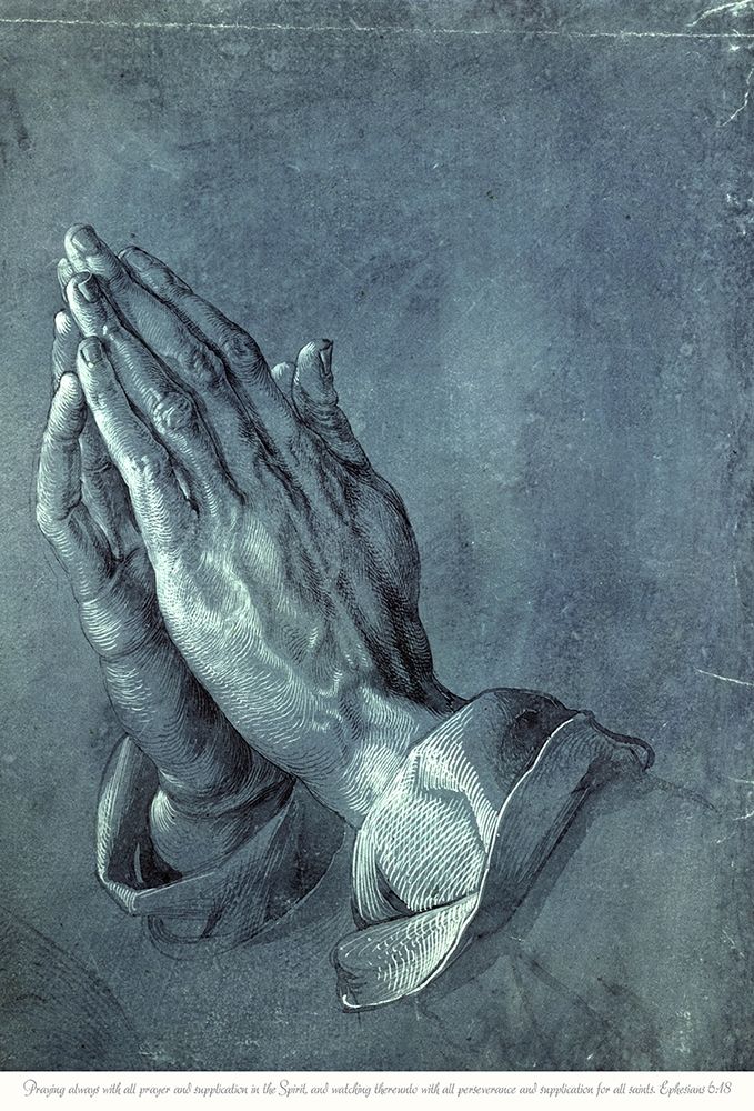 Wall Art Painting id:266408, Name: Praying Hands with Verse, Artist: Durer, Albrecht