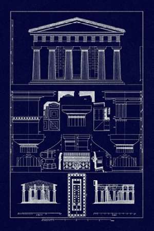 Wall Art Painting id:188604, Name: Temple of Vintageeidon at Paestum (Blueprint), Artist: Buhlmann, J.