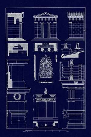 Wall Art Painting id:188606, Name: Temple of Diana, Monument of Thrasyllus (Blueprint), Artist: Buhlmann, J.