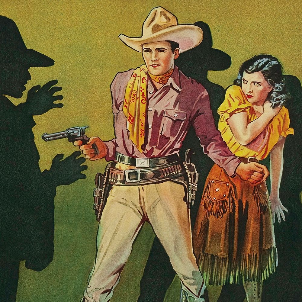 Wall Art Painting id:269801, Name: Vintage Westerns: Phantom of the West - Horror in the Dark - Detail, Artist: Unknown