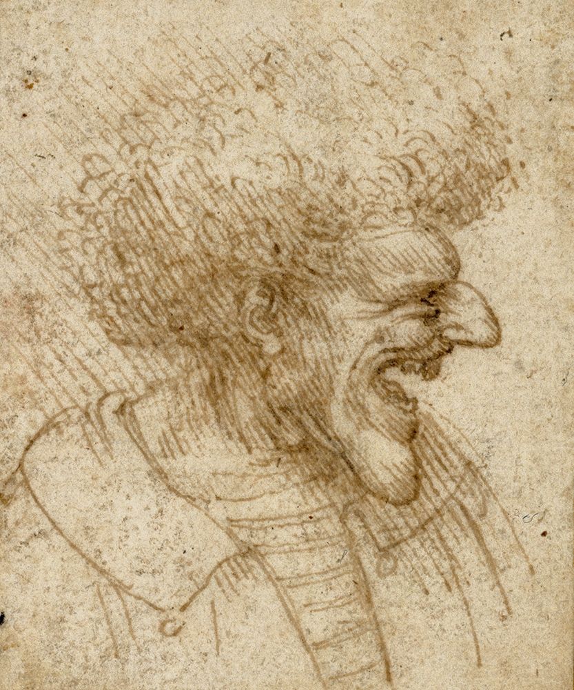 Art Print: Caricature of a Man with Bushy Hair