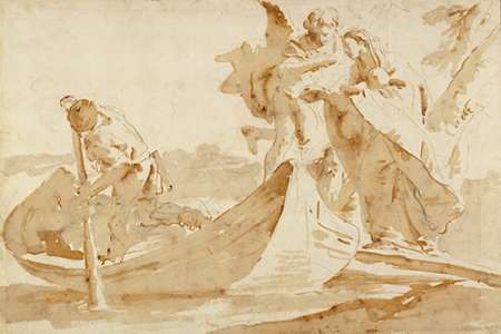 Wall Art Painting id:188952, Name: Flight into Egypt (recto); Various Studies (verso), Artist: Tiepolo, Giovanni Battista