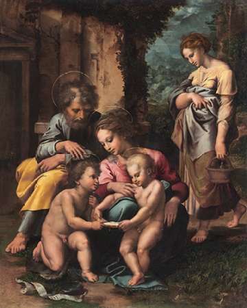 Wall Art Painting id:188993, Name: The Holy Family, Artist: Romano, Giulio