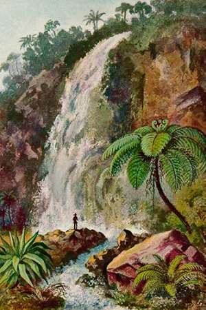 Wall Art Painting id:189035, Name: Wasserfall von TjiburMaps Am Vulkan Pangerango in Java, Artist: Haeckel, Ernst