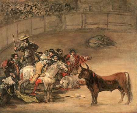 Wall Art Painting id:189087, Name: Bullfight, Suerte de Varas, Artist: Goya, Francisco de