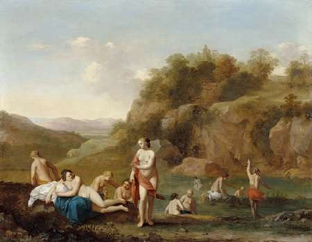 Wall Art Painting id:189117, Name: Landscape with Bathing Nudes, Artist: Poelenburgh, Cornelis van