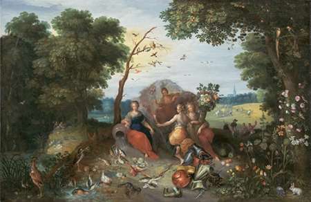 Wall Art Painting id:189120, Name: Landscape with Allegories of the Four Elements, Artist: Brueghel, Jan II