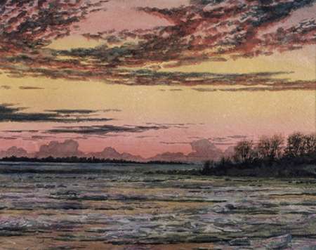 Wall Art Painting id:189432, Name: Sunset Over the Ice - Custom Crop, Artist: Church, Frederic Edwin