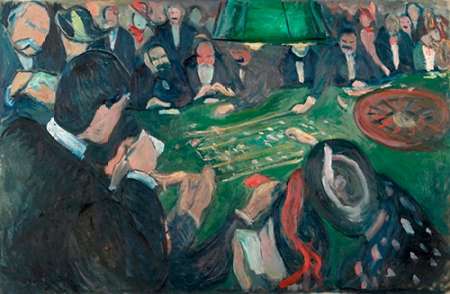 Wall Art Painting id:189519, Name: At the Roulette Table in Monte Carlo, 1892, Artist: Munch, Edvard