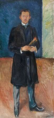 Wall Art Painting id:189541, Name: Self-Portrait with Brushes, 1904, Artist: Munch, Edvard