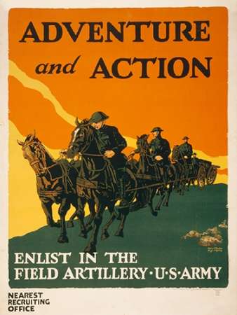 Wall Art Painting id:189564, Name: Enlist in the Field Artillery, U.S. Army, 1919, Artist: Mueller, Harry