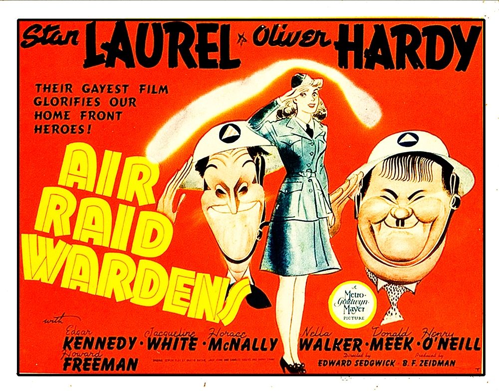 Wall Art Painting id:272120, Name: Laurel and Hardy - Air Raid Wardens, 1943, Artist: Hollywood Photo Archive