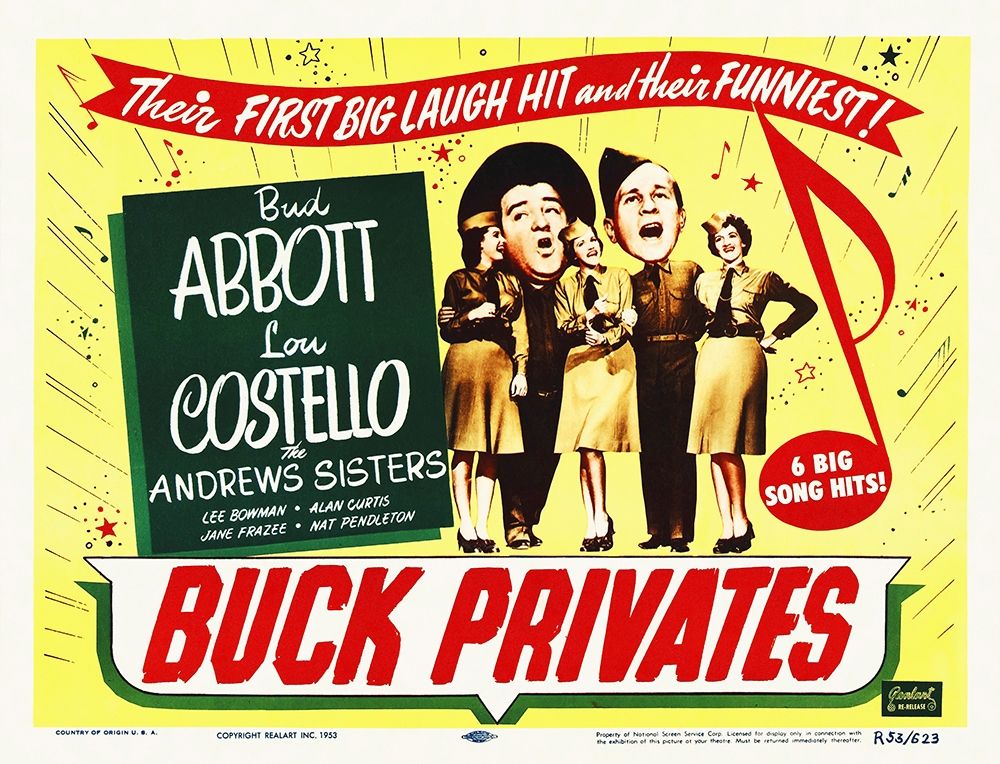 Wall Art Painting id:272262, Name: Abbott and Costello - Buck Privates, Artist: Hollywood Photo Archive
