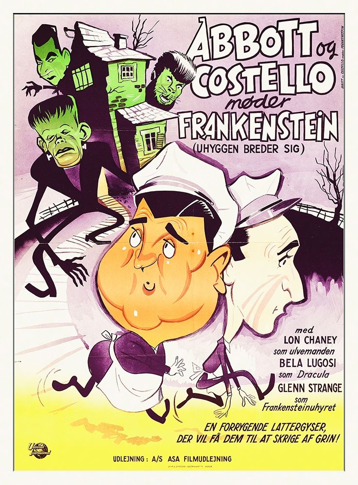 Wall Art Painting id:272265, Name: Abbott and Costello - Danish - Meet Frankenstein, Artist: Hollywood Photo Archive