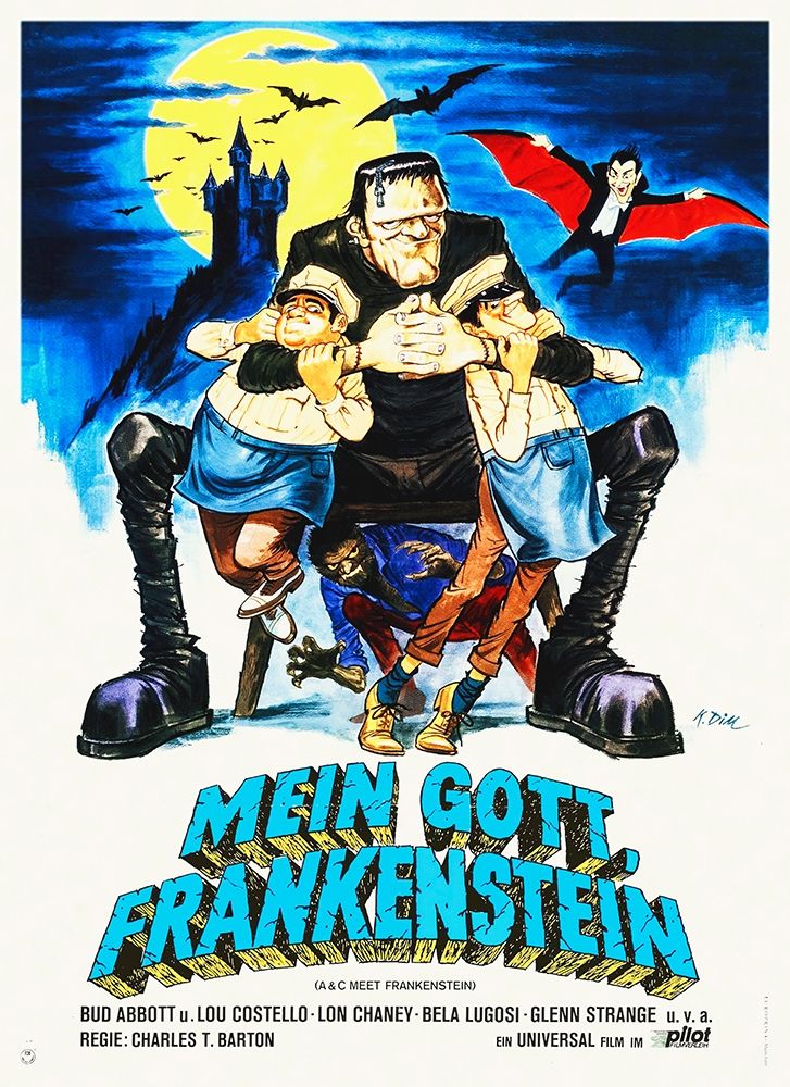 Wall Art Painting id:272271, Name: Abbott and Costello - German - Meet Frankenstein, Artist: Hollywood Photo Archive
