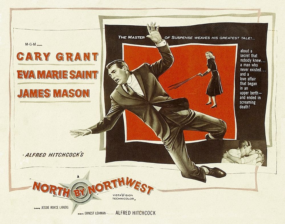 Wall Art Painting id:273482, Name: North by Northwest - Lobby Card, Artist: Hollywood Photo Archive