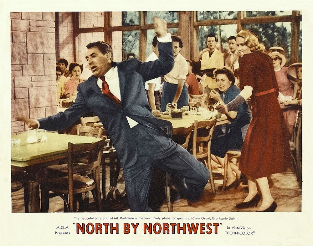 Wall Art Painting id:273489, Name: North by Northwest - Lobby Card, Artist: Hollywood Photo Archive