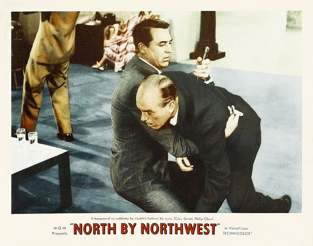 Wall Art Painting id:273492, Name: North by Northwest - Lobby Card, Artist: Hollywood Photo Archive