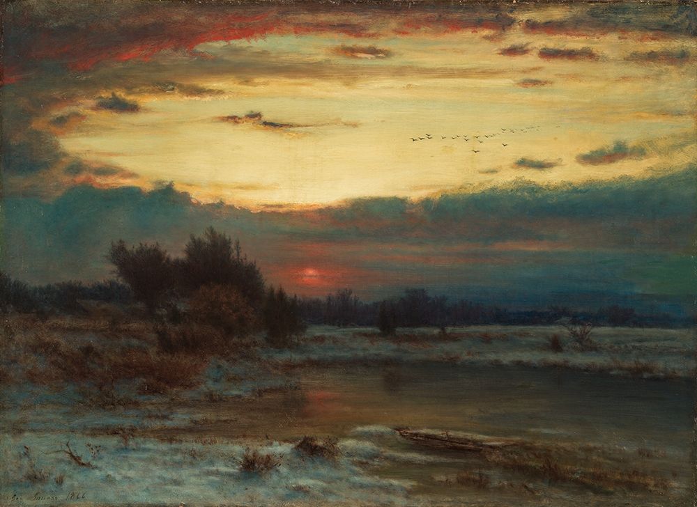 Wall Art Painting id:337372, Name: A Winter Sky, Artist: Inness, George