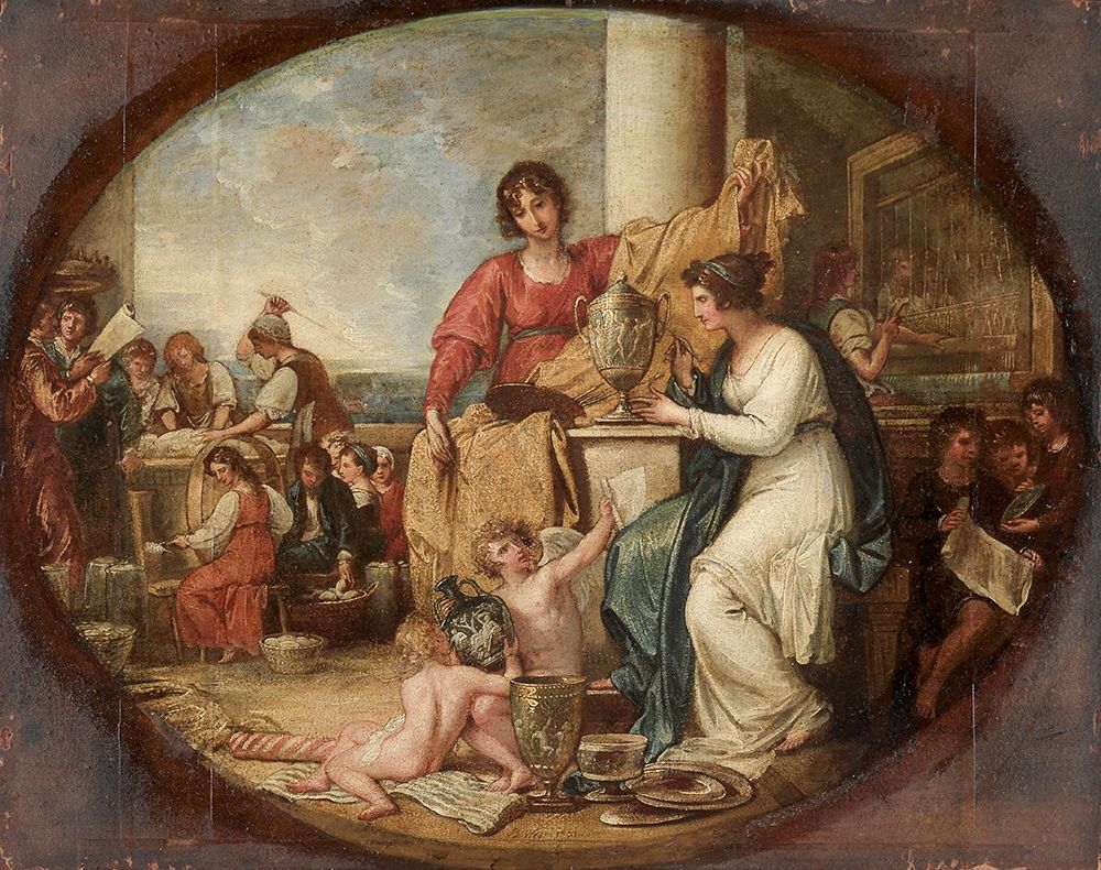 Wall Art Painting id:337377, Name: British Manufactory A Sketch, Artist: West, Benjamin