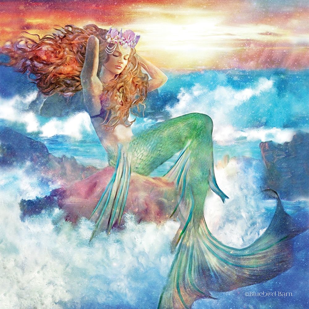 Wall Art Painting id:249153, Name: Sunset Mermaid, Artist: Bluebird Barn