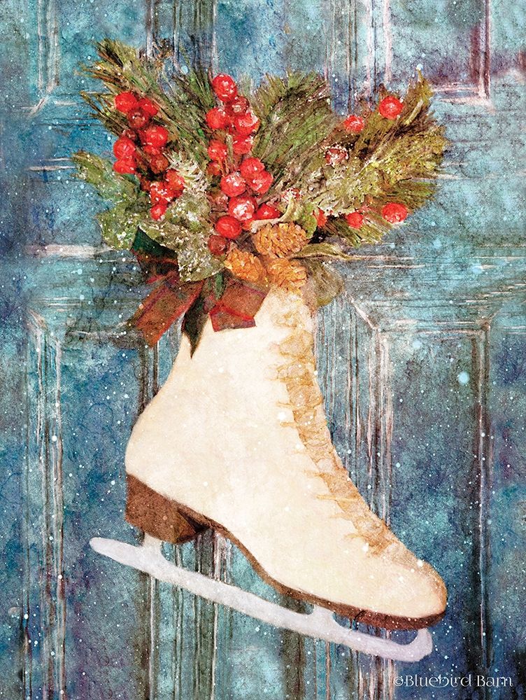 Wall Art Painting id:263442, Name: Winter Skate with Floral Spray, Artist: Bluebird Barn