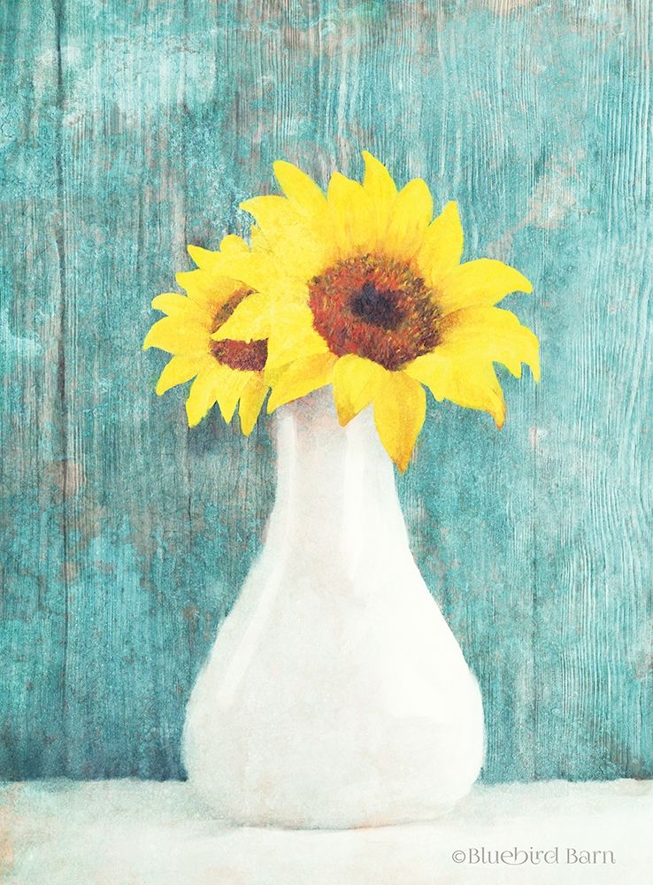 Wall Art Painting id:262468, Name: Sunflower White Vase, Artist: Bluebird Barn