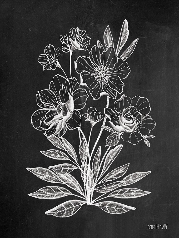 Wall Art Painting id:308923, Name: Vintage Chalkboard Flowers, Artist: House Fenway
