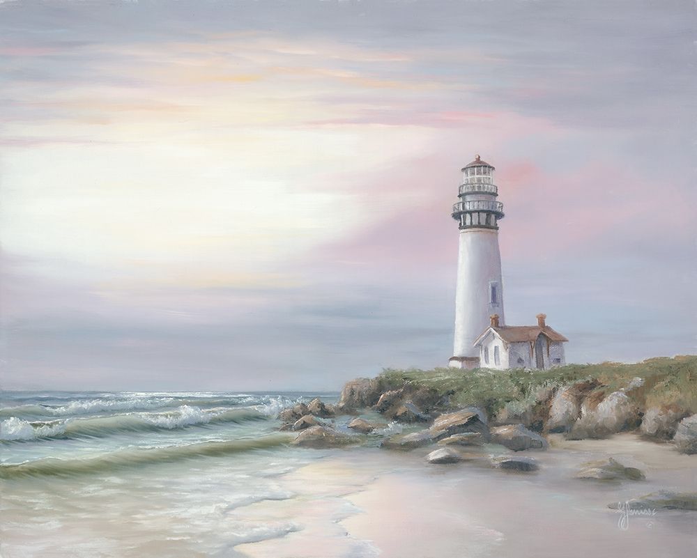 Wall Art Painting id:430605, Name: Lighthouse at Sunset, Artist: Janisse, Georgia
