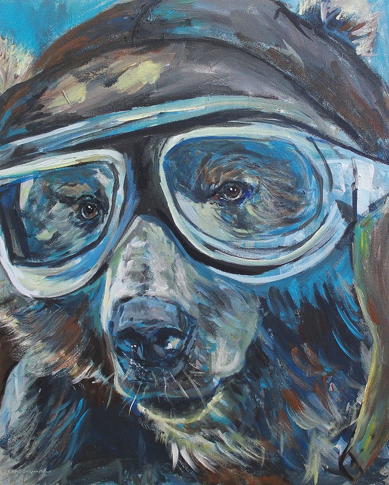 Wall Art Painting id:427129, Name: Pilot Bear 1, Artist: Kamdon Kreations