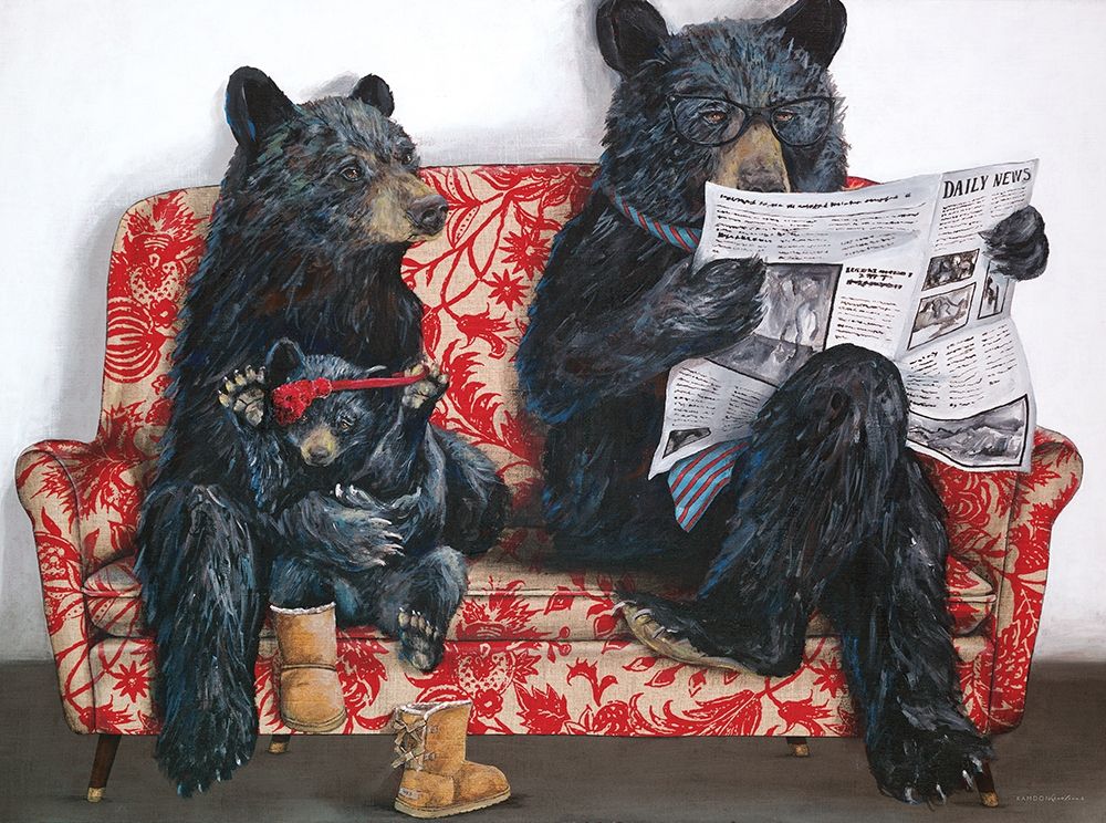 Wall Art Painting id:427131, Name: Bear-ly Present, Artist: Kamdon Kreations