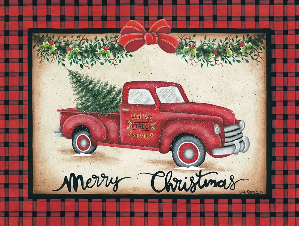 Wall Art Painting id:424633, Name: Merry Christmas Truck, Artist: Kennedy, Lisa