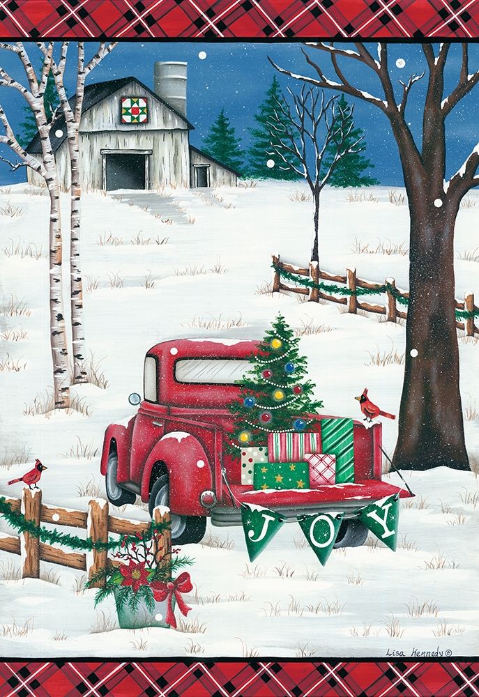 Wall Art Painting id:284417, Name: Christmas Joy Truck, Artist: Kennedy, Lisa