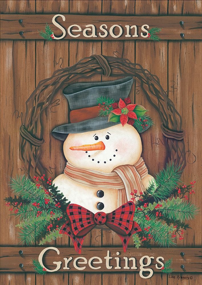 Wall Art Painting id:325924, Name: Primitive Snowman Wreath, Artist: Kennedy, Lisa
