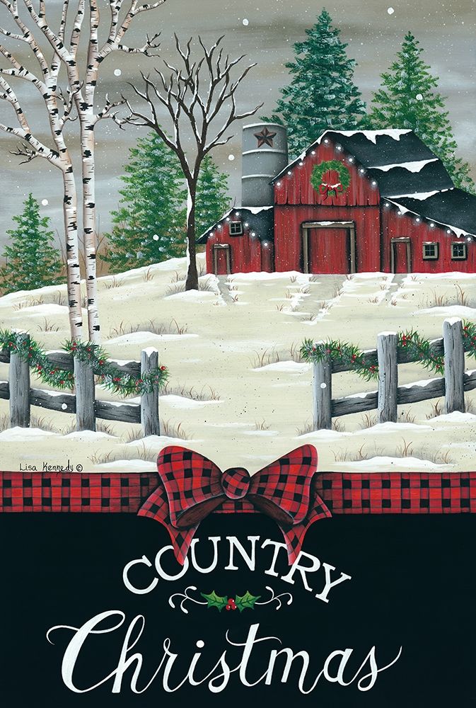 Wall Art Painting id:363935, Name: Country Barn Christmas, Artist: Kennedy, Lisa