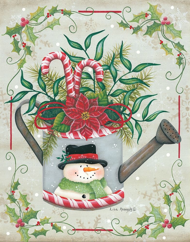Wall Art Painting id:430705, Name: Christmas Watering Can, Artist: Kennedy, Lisa