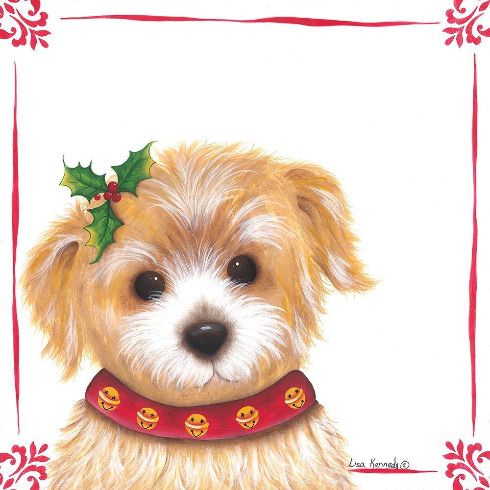 Wall Art Painting id:657290, Name: Christmas Puppy, Artist: Kennedy, Lisa