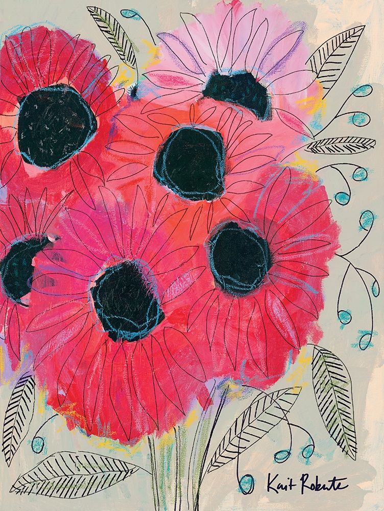 Wall Art Painting id:249204, Name: Electric Sunflowers, Artist: Roberts, Kait